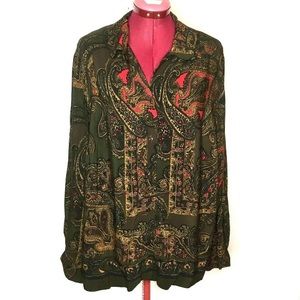 Pendleton Top 18W Brown Paisley Button Down Shirt